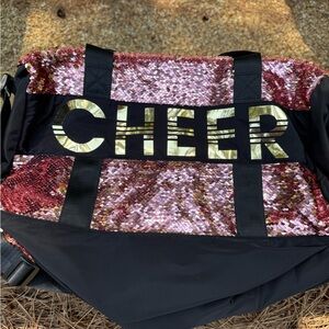 Justice Cheer Pink and Black Travel Bag with Reversible Sequins